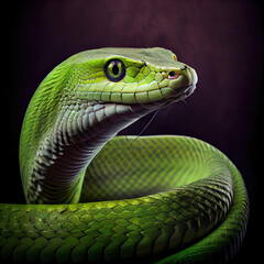 Obraz premium Eastern Green Mamba Snake Portrait in a Studio Setting