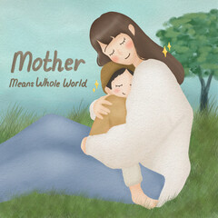 Mother and baby Illustration Mothers Day Background