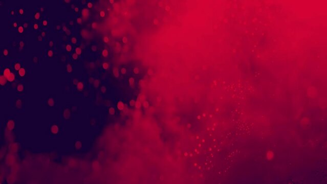 Abstract particles and dust background with Bokeh effect of red and pink lights on a dark background, dust particles background and violet purple gradient