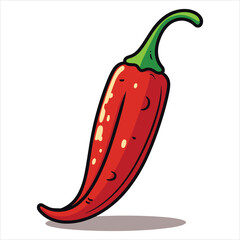 red bell pepper line art cartoon style vector