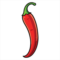 red bell pepper line art cartoon style vector