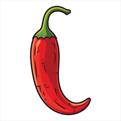 red bell pepper line art cartoon style vector