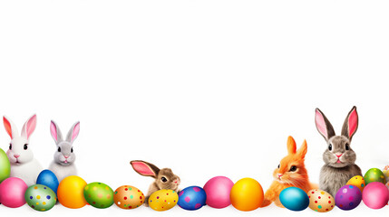 Easter bunny and Easter egg background with white copy space