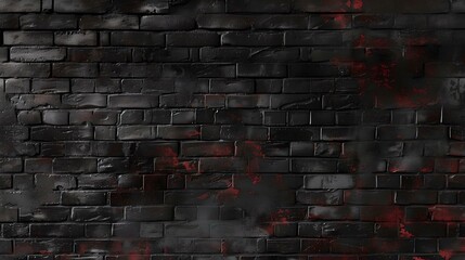 Dark grunge textured brick wall with subtle red highlights. perfect for moody backgrounds or edgy designs. atmospheric and versatile backdrop for creative projects. AI