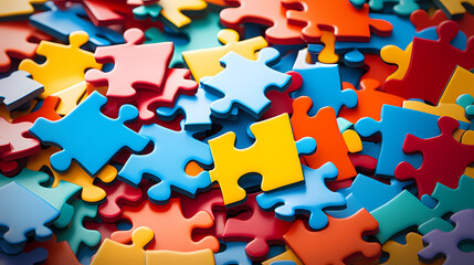 Puzzle background with vibrant abstract shapes and calming tones helpful for mental health