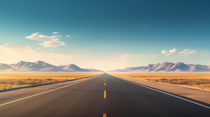 Fototapeta premium A wide open road that captures the feeling of endless possibilities midway through a road trip