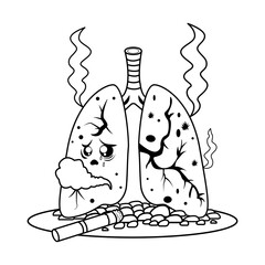 Lungs in nicotine smoke. World No Tobacco Day. Health concept