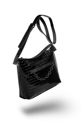 black leather women's bag isolated