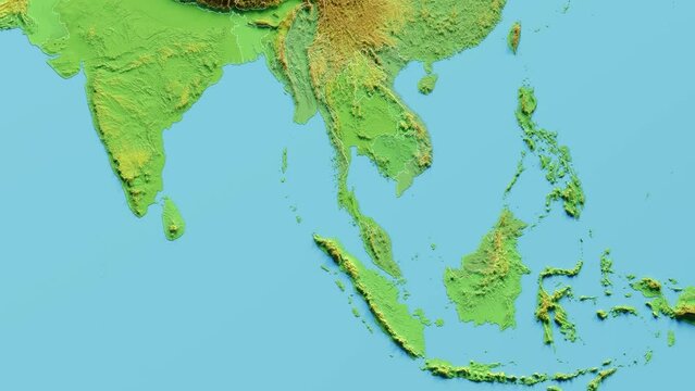 Thailand Map 3D animated with Borders