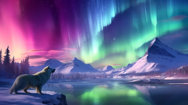 Vivid image of Northern Lights twinkling in the night sky