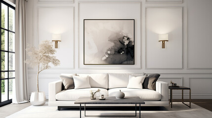 Fototapeta na wymiar white sofa and clean living room background 