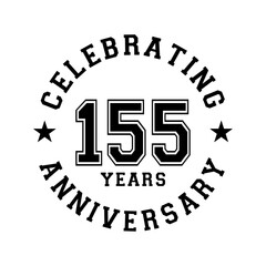 155 years anniversary celebration design template. 155th vector and illustration.