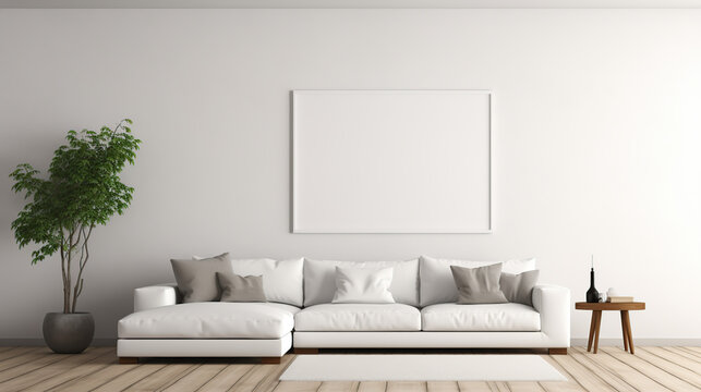 clean room with white sofa and white wall