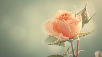 Single rose flower head. Floral abstract background. Illustration for cover, card, postcard, interior design, banner, poster, brochure or presentation.