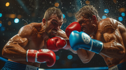 Two man boxers fighting in a boxing ring, Ai generated image