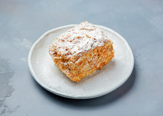 Napoleon cake, dessert in a plate.