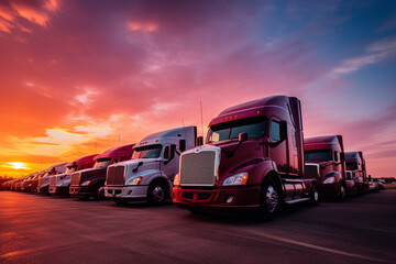 beautiful truck vehicle, sunset background