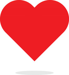 Red flat heart isolated on white background. Vector illustration