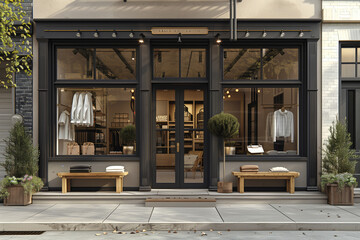 Fototapeta na wymiar Contemporary Elegance: Minimalist Storefront Capturing Modern Simplicity and Clean Design