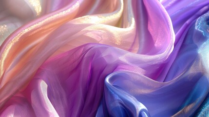 silk fabric texture background. Abstract background with multicolored curves of wavy silk lines....