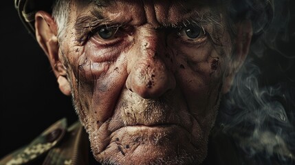 The scars of memory Depict how war memories haunt individuals long after the battle is over - obrazy, fototapety, plakaty