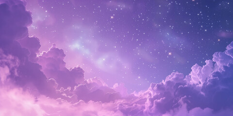 purple sky with clouds and starts