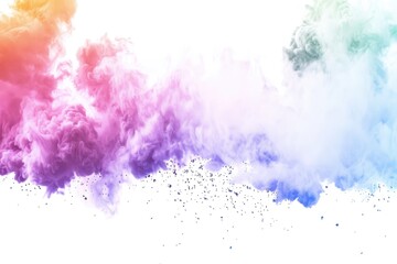 colorful rainbow holi paint color powder explosion isolated white wide panorama background