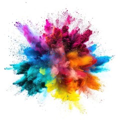 colorful rainbow holi paint color powder explosion isolated white wide panorama background