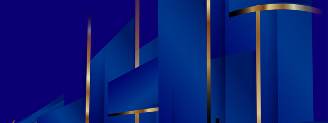 Abstract blue background. luxury 3D background with random shape layers and shining lines.