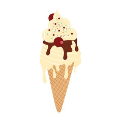 ice cream, ice cream drawn vector illustration, ice cream on white background