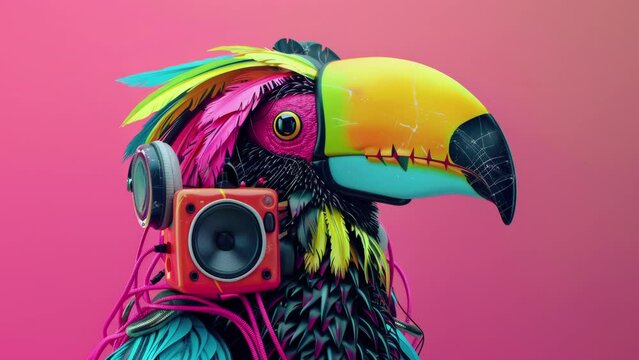 electronic and robotic music toucan made with generative AI