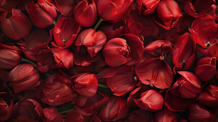 lush red tulips background symbolizing love and valentine  and women's day 