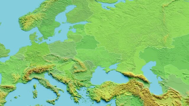 Ukraine Map 3D animated with Borders