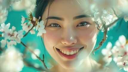 a young elegant asian woman smiling
