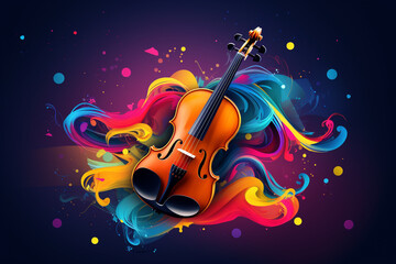 Fototapeta premium violin with abstract colorful dust background