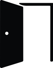 Entrance Open door, realistic doorway icon symbol. Art design black door template. Abstract concept graphic open, close house element. Stock vector