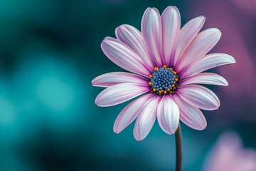 Fototapeta premium flower with a pink petals and a bloom overlay on the stem