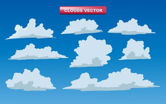 vector cloud sticker clipart vector set flat design