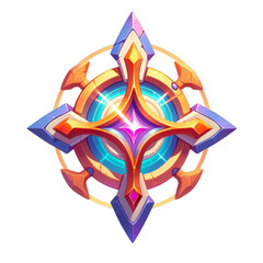 Futuristic Emblem with Luminescent Magic Symbol in Vibrant Fantasy Style