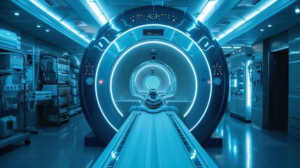 An advanced MRI scanner equipped with the latest technology in a state-of-the-art medical imaging room, highlighting the progress in medical diagnostics.