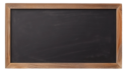 Blank blackboard in wooden frame isolated on transparent a white background