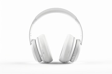 White Wireless Headphones Isolated on White Background