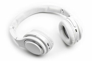 White Wireless Headphones Isolated on White Background