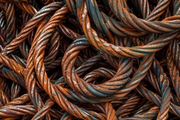 Copper Cable Scrap: Coiled Copper Cables Background