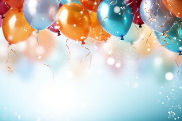 Balloons and confetti in a festive celebration scene
