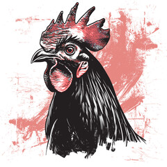 Cock-a-Doodle : Grudge Rooster Head Vector Illustration