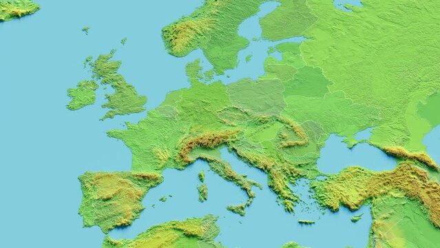 Austria Map 3D animated with Borders