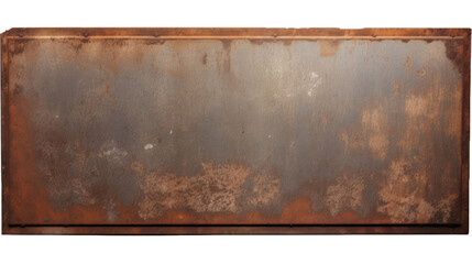 Old blank rusty metal sign isolated on transparent or white background