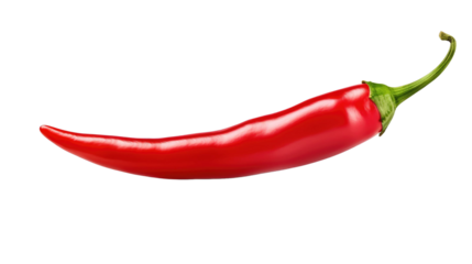 Red hot chili pepper isolated on transparent white background