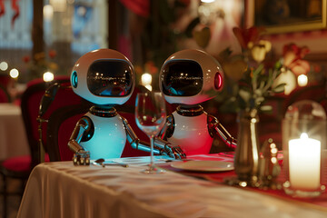 Two Robots at an italian restaurant